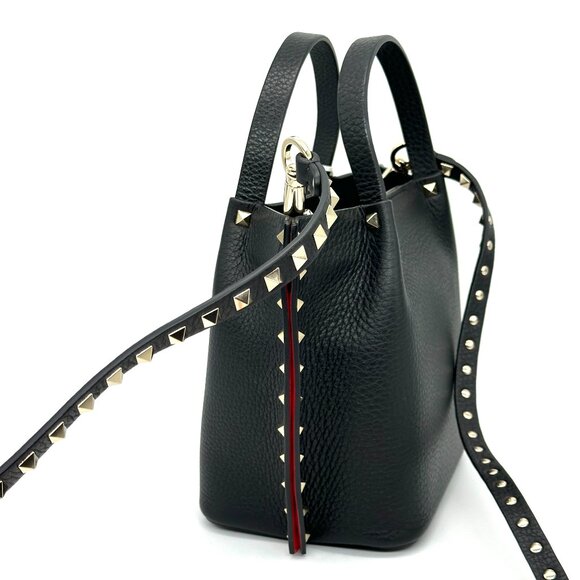 Valentino Garavani Rockstud Studded Small Leather Tote Crossbody Bag - Picture 12 of 16